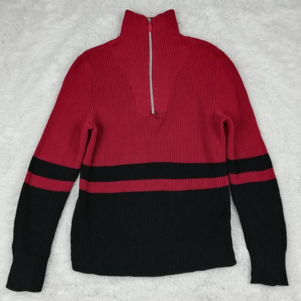 Lauren Active Womens‎ Pullover Sweater Multicolor Stripe Long Sleeve Half Zip M